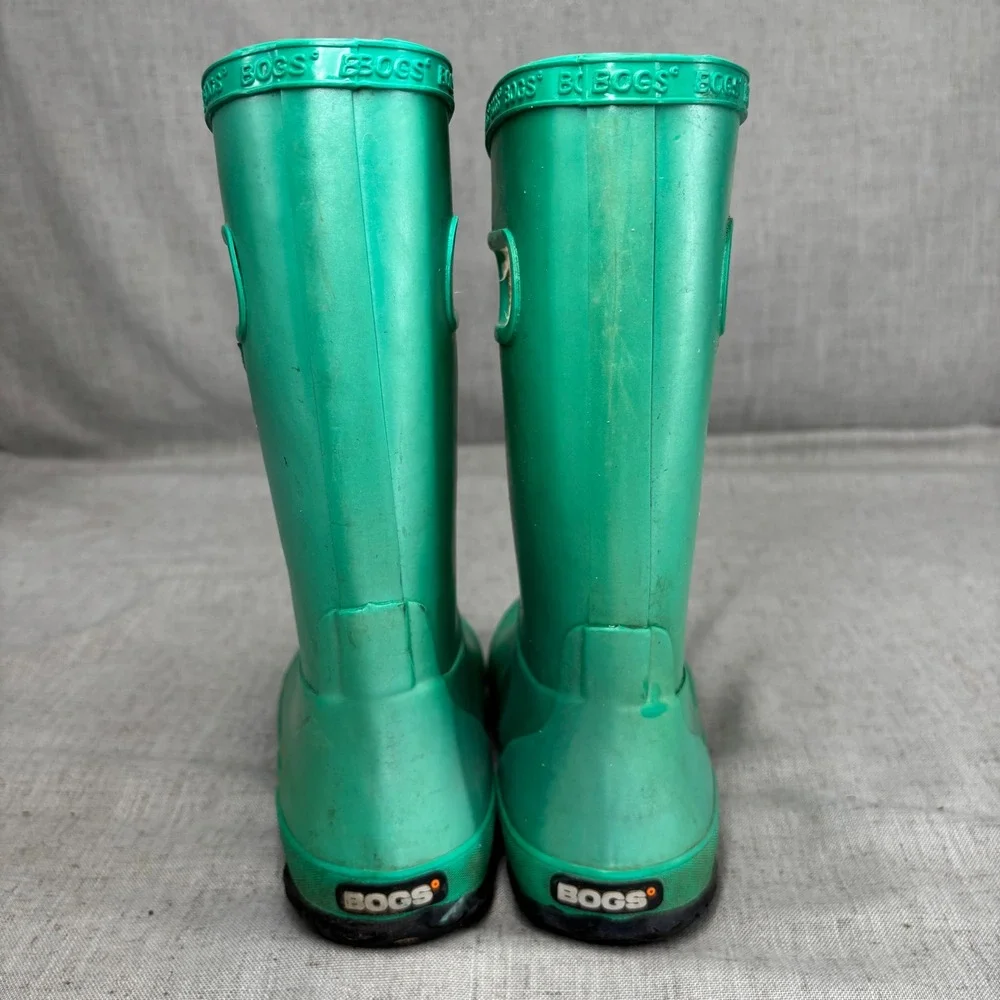 Bogs Girls Metallic Teal Plush Lined Rain Boot Snow Boot Waterproof Youth Size 3